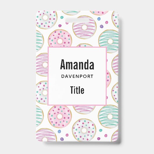 Badge Motif Donut Mignon Coloré (Avant)