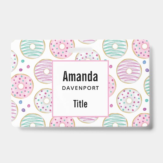 Badge Motif Donut Mignon Coloré (Avant)