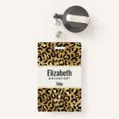 Badge Motif Empreinte de léopard en or et noir (Back with Retractable)