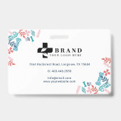 Badge Motif Empreinte de Patte de Chien Fleurs et Feuill (Arrière)