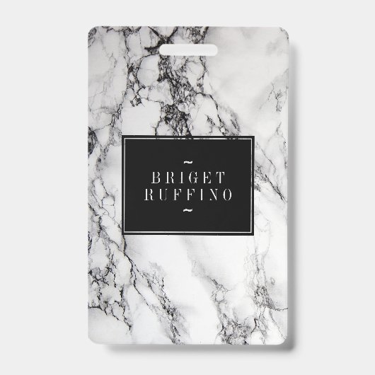 Badge Motif En Pierre Gris Blanc Et Noir (Face)