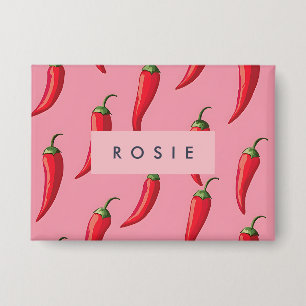 Badge Motif épicé de poivre rouge sur Arrière - plan ros