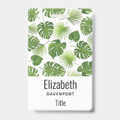 Badge Motif Feuille élégant Green Tropical (Dos)