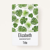 Badge Motif Feuille élégant Green Tropical (Dos)