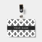 Badge Motif Fleur de Lis, Français, Royal, Noir (Avant avec clip)