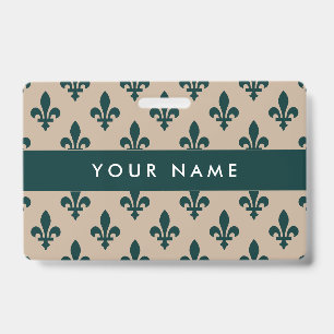 Badge Motif Fleur de Lis, Français, Royal, Vert