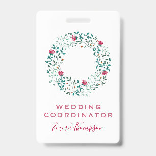Badge Motif Floral Rustique & Foliage Vert MARIAGE