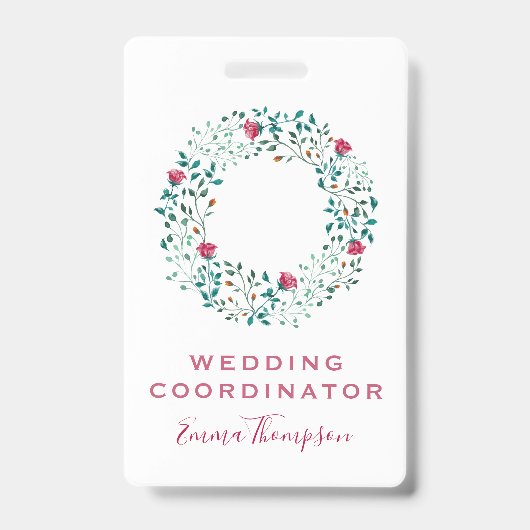Badge Motif Floral Rustique & Foliage Vert | MARIAGE (Face)