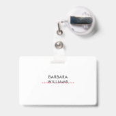 Badge Motif géométrique Art-Déco rose et blanc (Arrière avec rétractable)