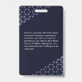 Badge Motif géométrique de la carte d'identité professio (Arrière)