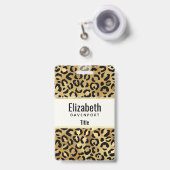 Badge Motif imprimé léopard en or et noir (Avant avec rétractable)