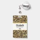 Badge Motif imprimé léopard en or et noir (Arrière avec rétractable)