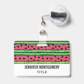 Badge Motif joli pastèque rose et vert (Arrière avec rétractable)