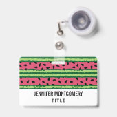 Badge Motif joli pastèque rose et vert (Avant avec rétractable)