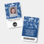 Badge Motif MCM - Photo de l'employé, Nom, Code-barres,  (Avant & arrière)
