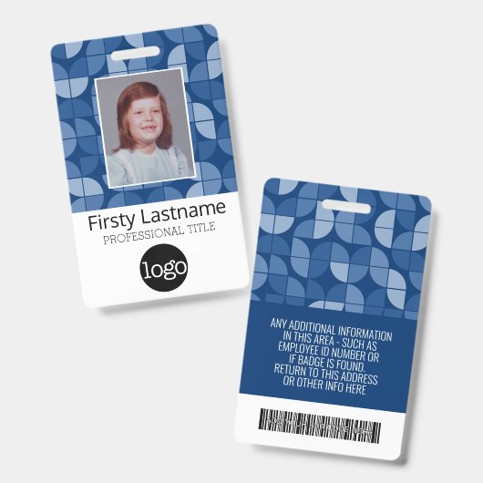 Badge Motif MCM - Photo de l'employé, Nom, Code-barres,  (Avant & arrière)