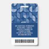 Badge Motif MCM - Photo de l'employé, Nom, Code-barres,  (Arrière)