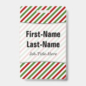 Badge Motif rayé rouge, blanc et vert ; nom personnalisé (Back)