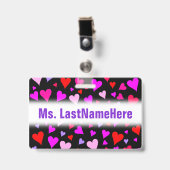 Badge Motif rouge, rose, pourpre et magenta d'amusement (Front with Clip)