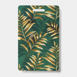 Badge Motif sans couture avec fougères dorées