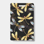 Badge Motif sans couture avec libellules d'or (Arrière)