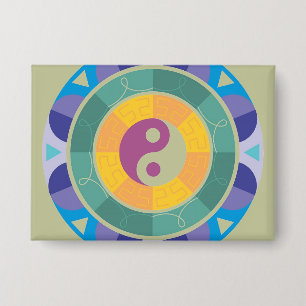 Badge Motif Yin Yang Coloré