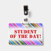 Badge motivant "ÉLÈVE DU JOUR !" Coloré (Avant avec clip)