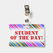 Badge motivant "ÉLÈVE DU JOUR !" Coloré (Arrière avec clip)