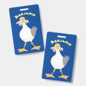 Badge Mouette drôle avec frites dessin animé (Avant & arrière)