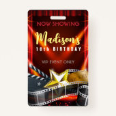 Badge MOVIE STAR HOLLYWOOD BROADWAY Birthday VIP Pass Ba (Devant)