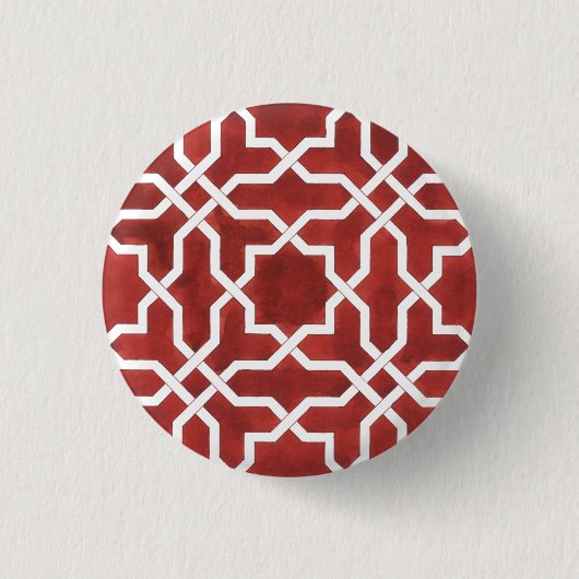 Badge Mozaïek-Andalusische Rood ALHAMBRA Ronde Button 3,2 Cm (Voorkant)