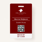 Badge MSN RN FNP Student Nurse Red Photo QR Code (Dos)