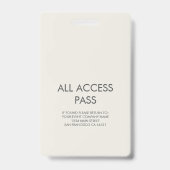 Badge Music Concert Festival All Access Press Pass (Arrière)