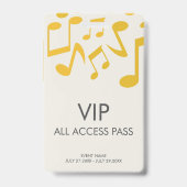 Badge Music Concert Festival All Access VIP Pass (Front)