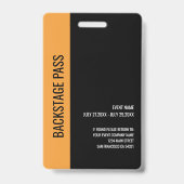 Badge Music Event Backstage Pass Personnel (Arrière)