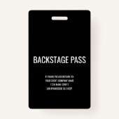 Badge Music Event Party Backstage Pass Personnel (Dos)