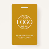 Badge Mustard Yellow Custom Business Logo Employee ID (Dos)