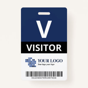 Badge Navy Blue Ajouter votre logo et code barre Visiteu