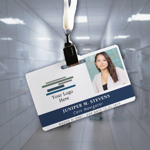 Badge Navy Blue avec logo et photo Code de l'employé
