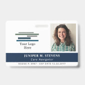 Badge Navy Blue avec logo et photo Code de l'employé (Front)