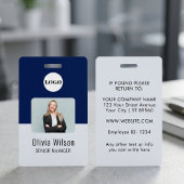Badge Navy Blue ID Card | Custom Logo Employee Photo