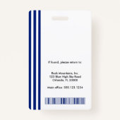 Badge Navy Blue White Stripes | Professional Photo ID (Dos)