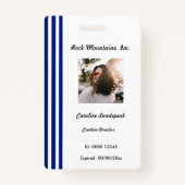 Badge Navy Blue White Stripes | Professional Photo ID (Devant)