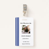 Badge Navy Blue White Stripes | Professional Photo ID (Devant avec clip)