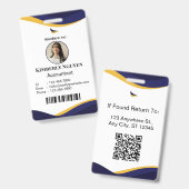 Badge Navy & White Modern Personalized ID Card (Front & Back)