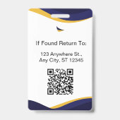 Badge Navy & White Modern Personalized ID Card (Back)