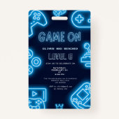 Badge Neon Any year video games birthday invitation (Devant)