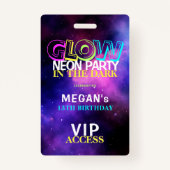 Badge Neon glow anniversaire fête VIP invitation d'accès (Devant)