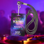 Badge Neon glow VIP access Sweet 16 birthday invitation<br><div class="desc">Trendy neon glow in the dark purple pink blue neo vibrant colorful Sweet Sixteen party lanyard invitation with VIP pass access badge.</div>