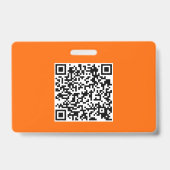 Badge Néon orange - lettrage gras - code QR (Arrière)